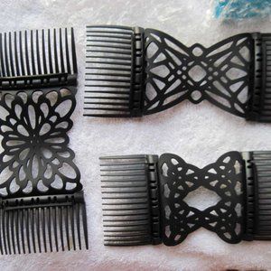 Scunci Comfy Comb Plastic Silicone Updo Stretch Style Hair Clip Black Blue Pink